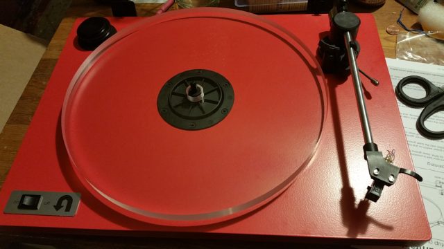 acrylic on red plinth